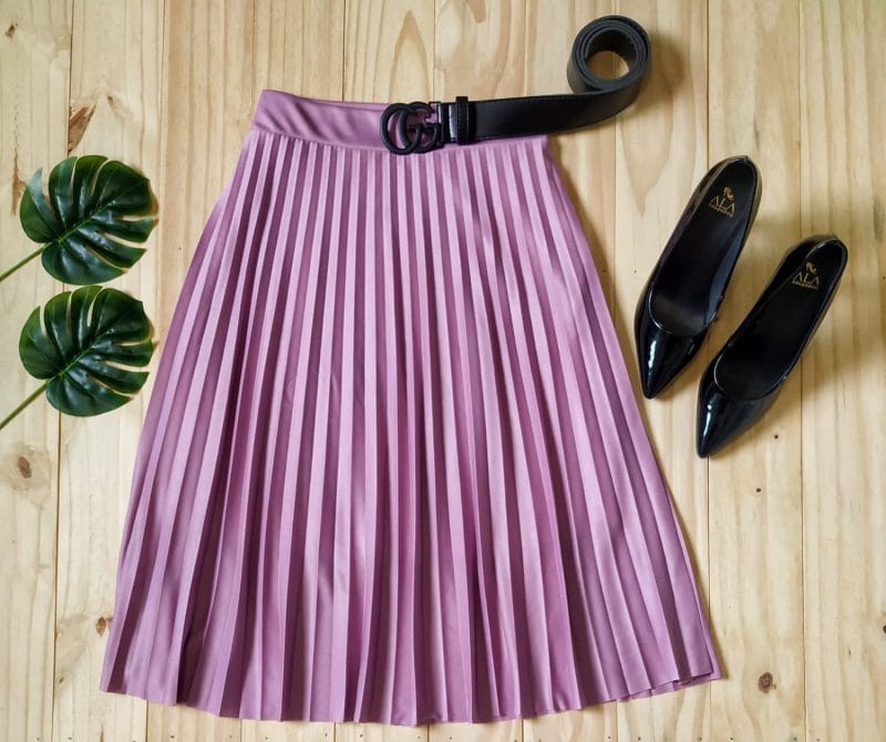 Saia Plissada Midi lilas