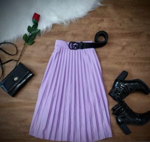 Saia Plissada Midi Lilas