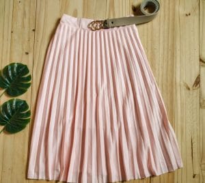Saia Plissada Midi Rose gold