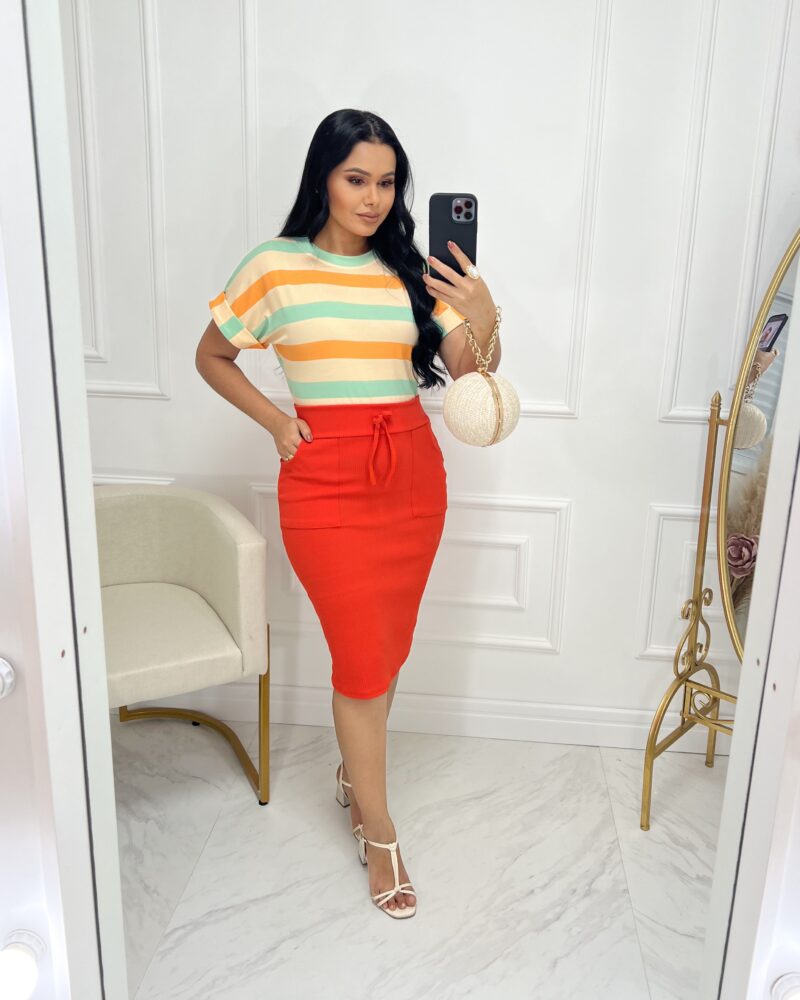 Conjunto Blusa+ Saia - Laranja