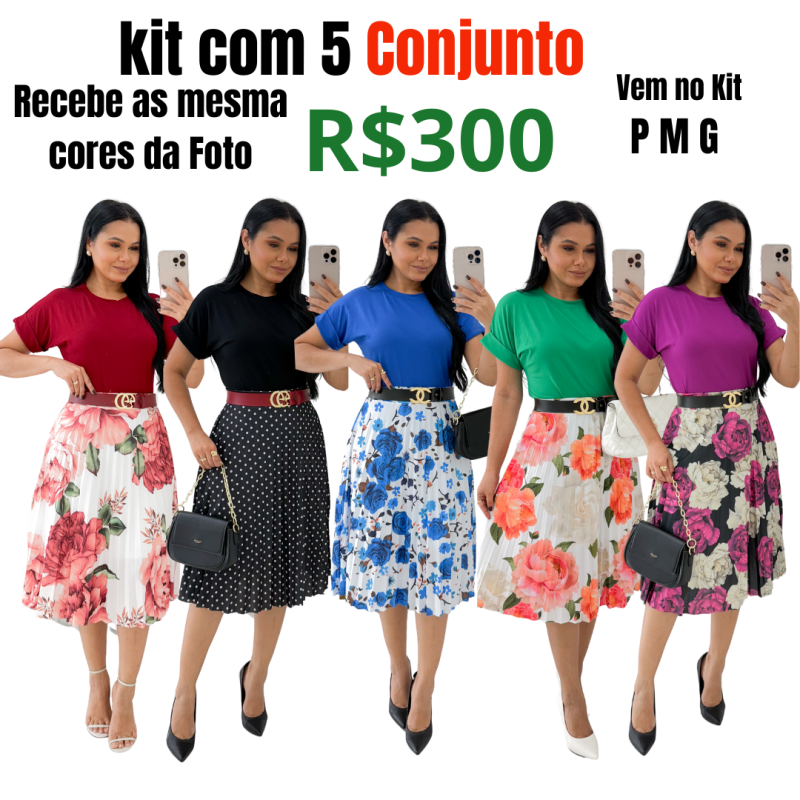 Kit Com 5 Conjunto Plissado